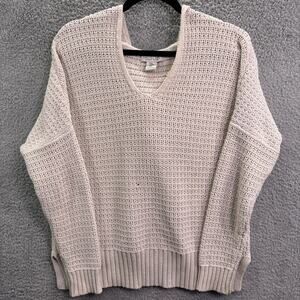 Rachel Zoe Hoodie Women's Medium Cable Knit Pullover Beige Casual Net Style